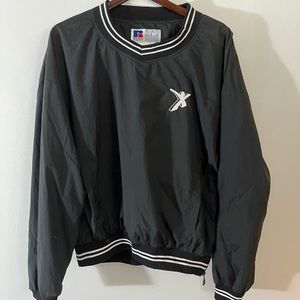 Vintage 90s Russell Athletic L Pullover Windbreaker Jacket Black